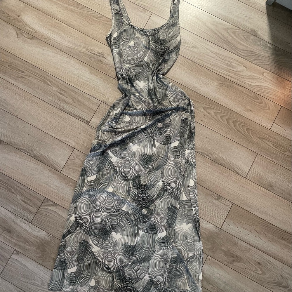 Superstition geometric black-and-white, high slit, maxi tank dress size Medium